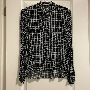 TOPSHOP Cropped Black Checked Shirt